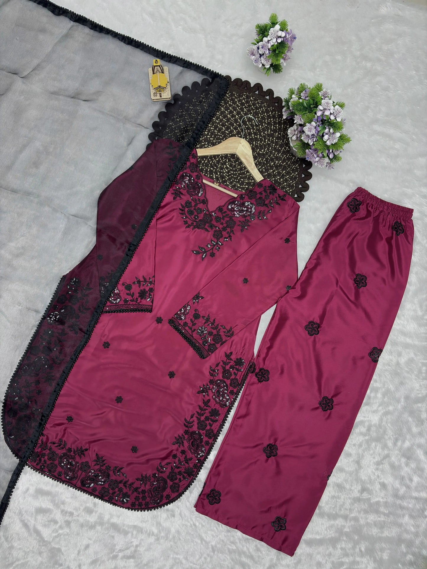 Designer Magenta Party Wear Kurta Set