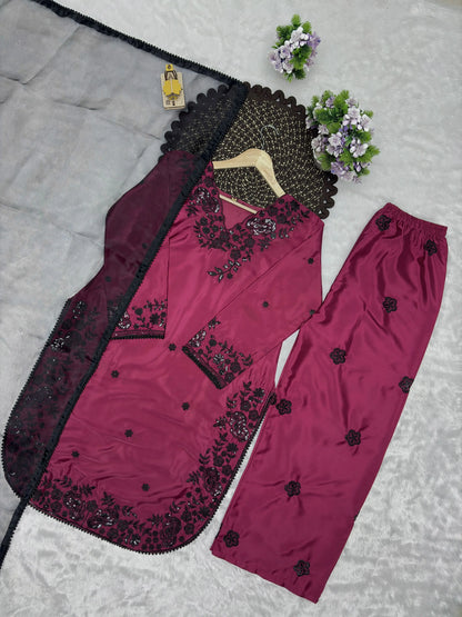 Designer Magenta Party Wear Kurta Set