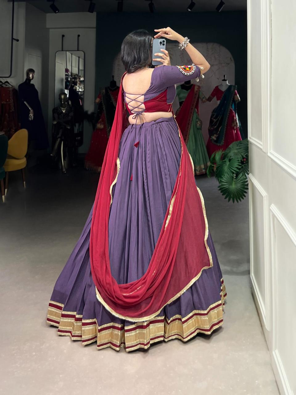 Designer Mirror Work Lehenga Choli with Dupatta