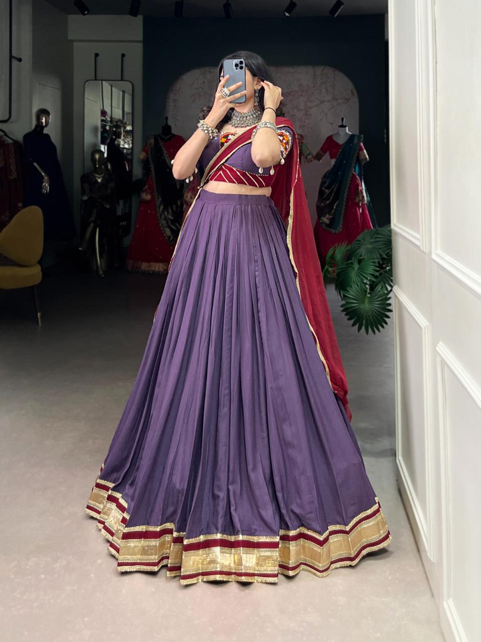 Designer Mirror Work Lehenga Choli with Dupatta