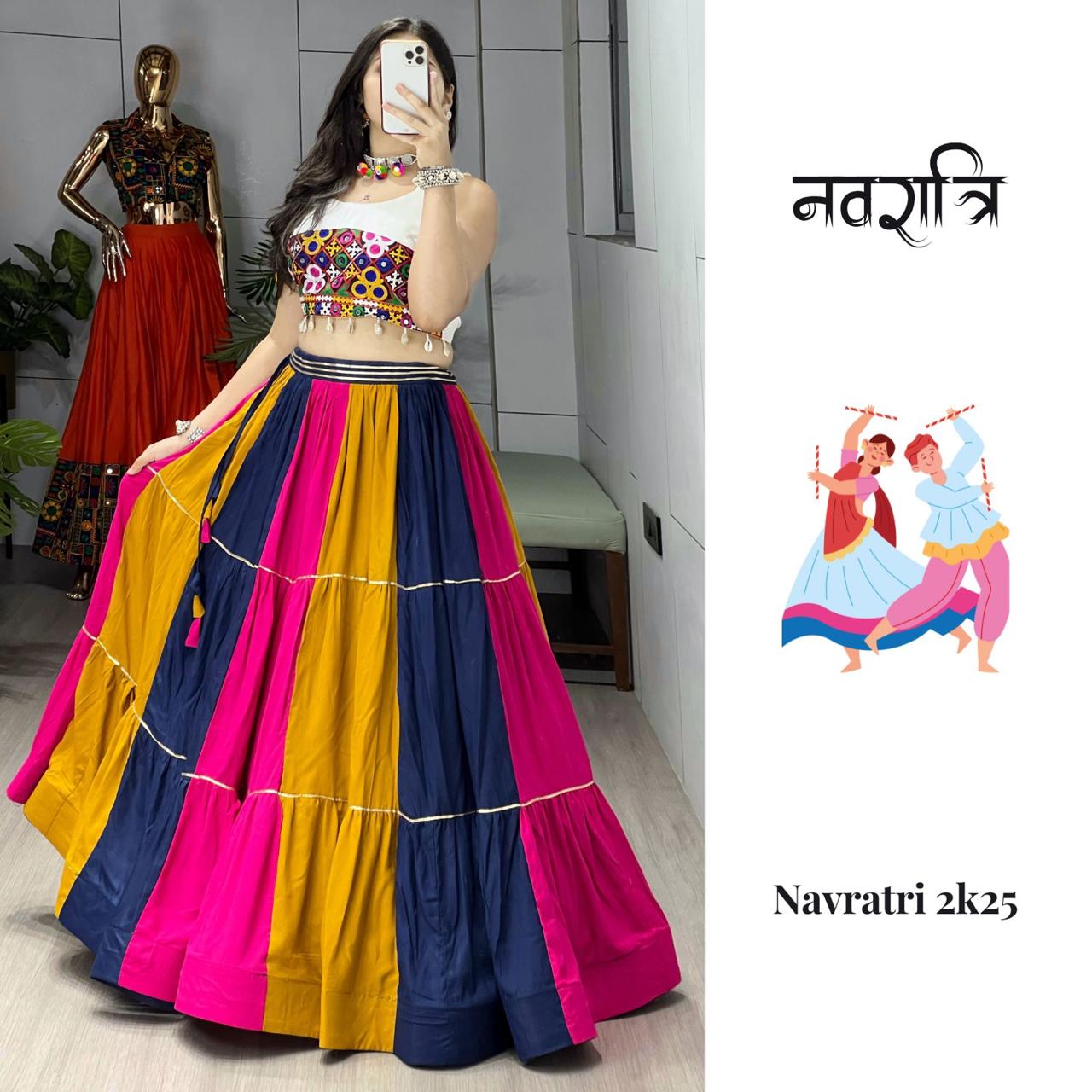 Designer Navratri Lehenga Choli with Kutchi Mirror Work