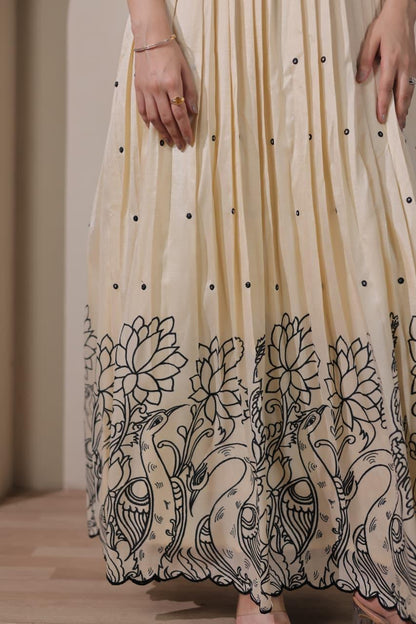 Designer Off White Gown with Jacket for Girls