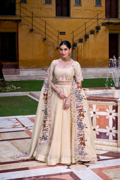 Designer Off White Lehenga for Party Wedding
