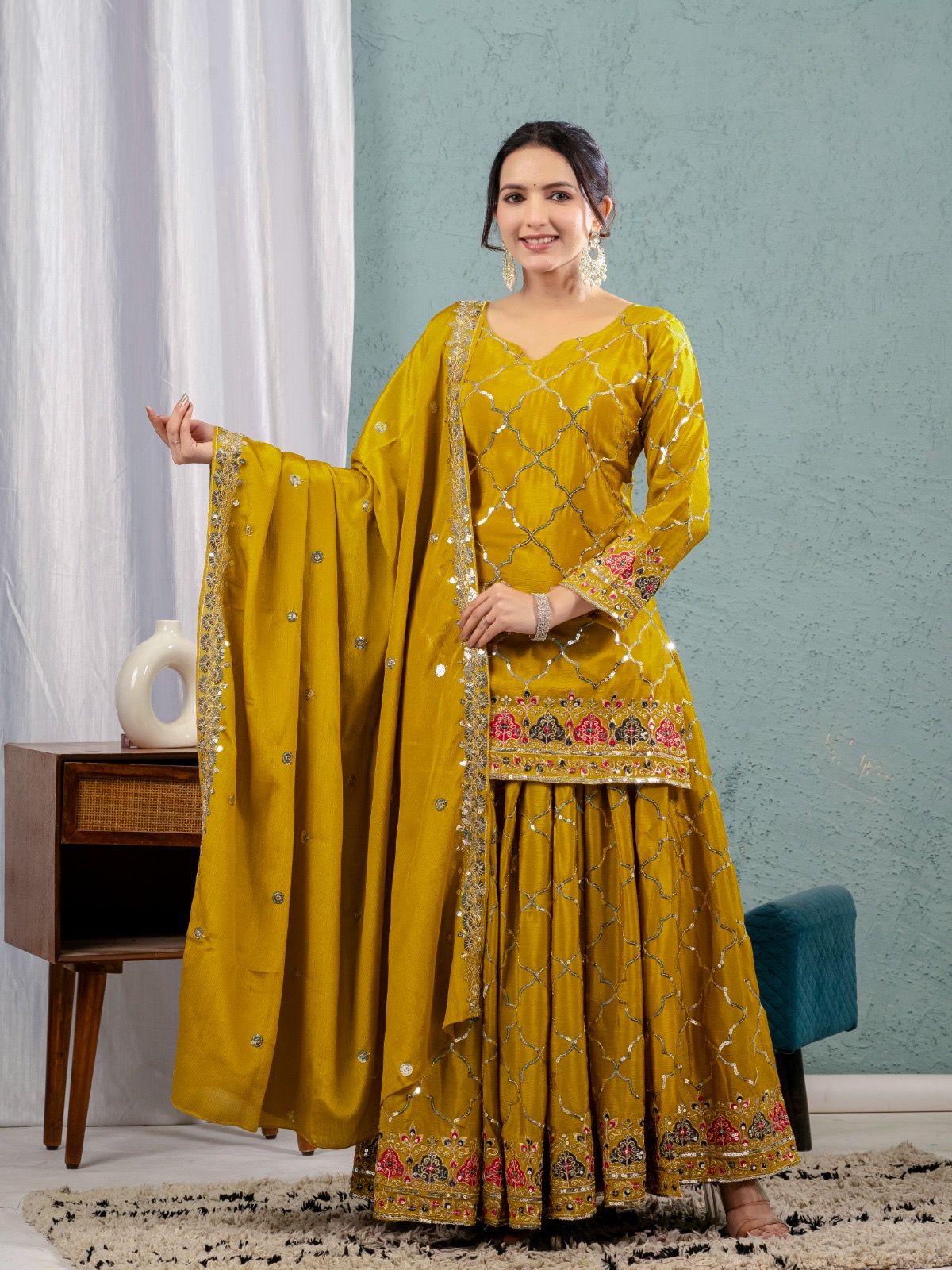 Designer Party Sharara Palazzo Suit Set with Dupatta