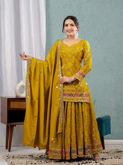 Designer Party Sharara Palazzo Suit Set with Dupatta