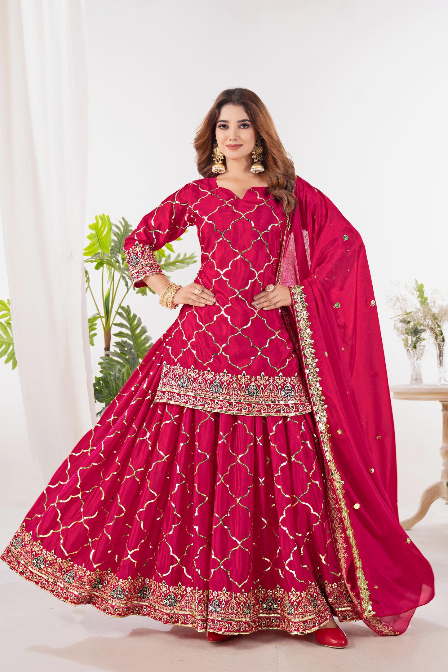 Designer Party Sharara Palazzo Suit Set with Dupatta