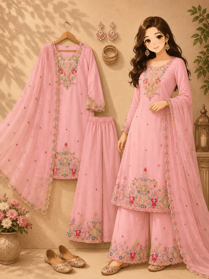 Designer Party Sharara Suit & Dupatta Set