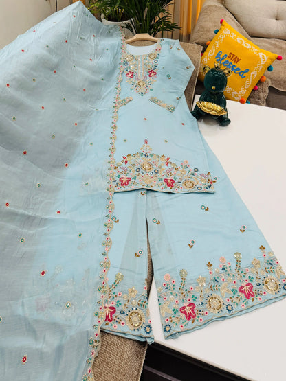 Designer Party Sharara Suit & Dupatta Set