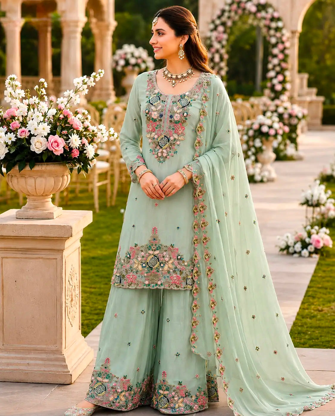 Designer Party Sharara Suit & Dupatta Set