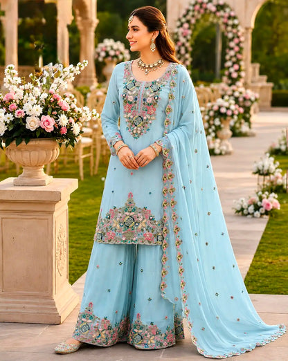 Designer Party Sharara Suit & Dupatta Set
