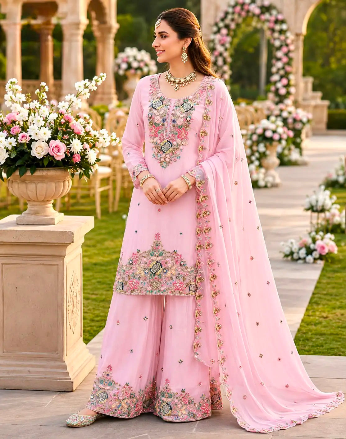 Designer Party Sharara Suit & Dupatta Set