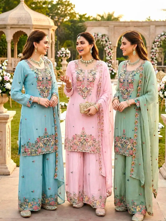 Designer Party Sharara Suit & Dupatta Set