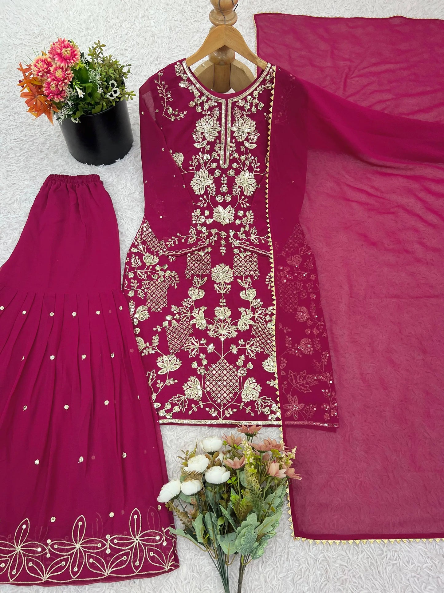 Designer Party Wear Look Top-Plazzo Set