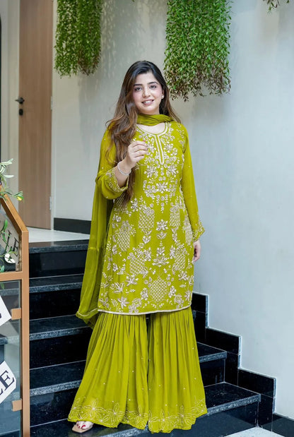 Designer Party Wear Look Top-Plazzo Set