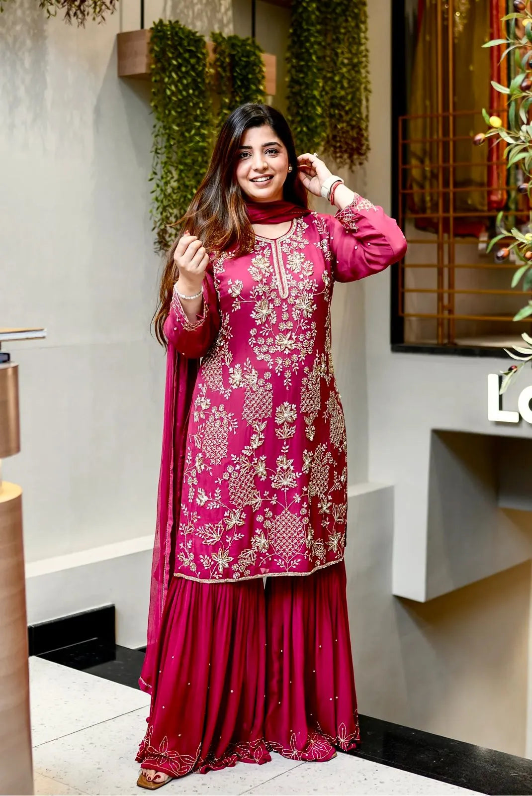 Designer Party Wear Look Top-Plazzo Set
