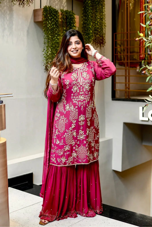 Designer Party Wear Look Top-Plazzo Set