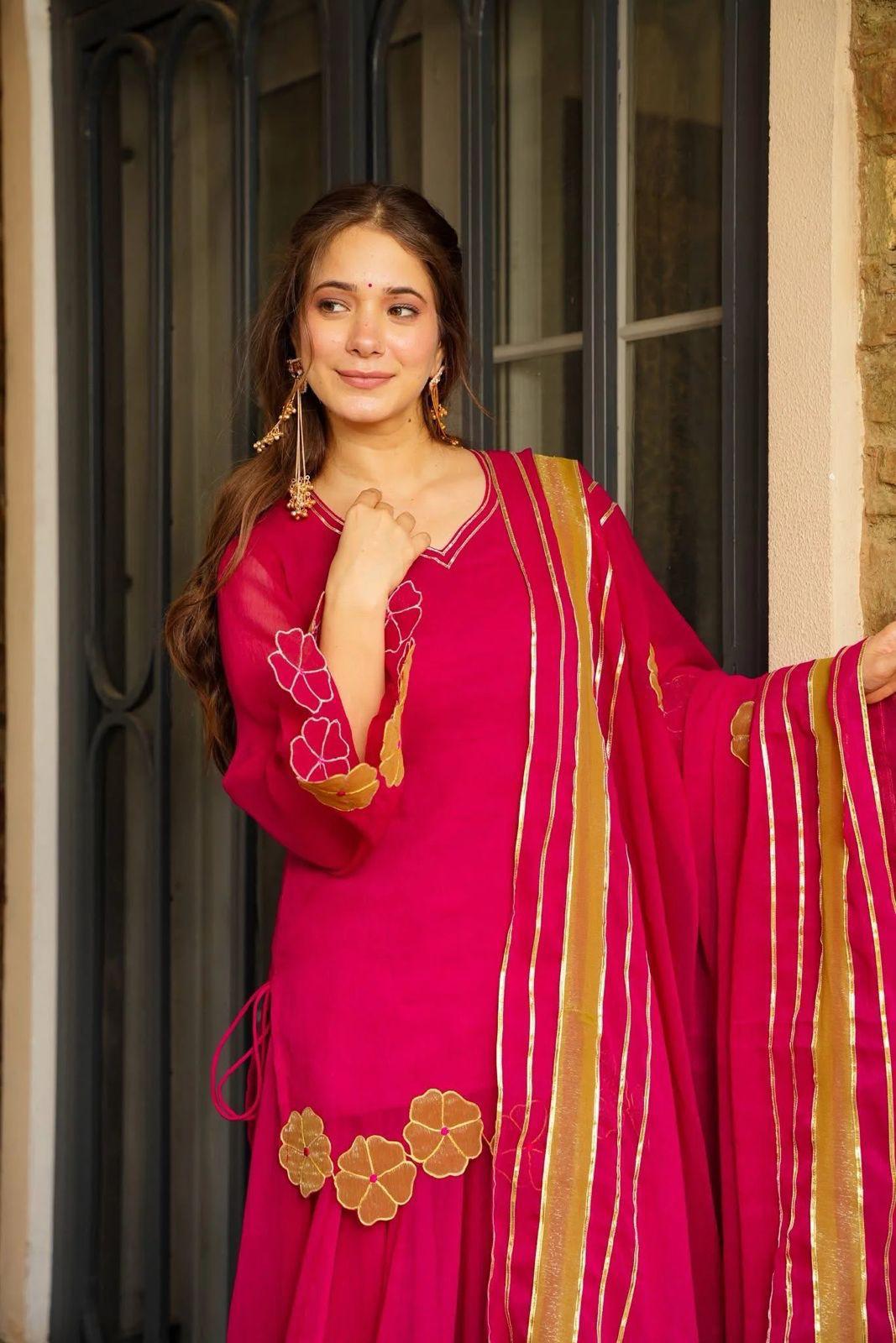 Designer Party Wear Look Top & Plazzo With Dupatta Set