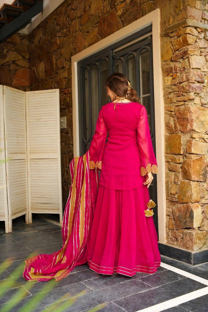 Designer Party Wear Look Top & Plazzo With Dupatta Set