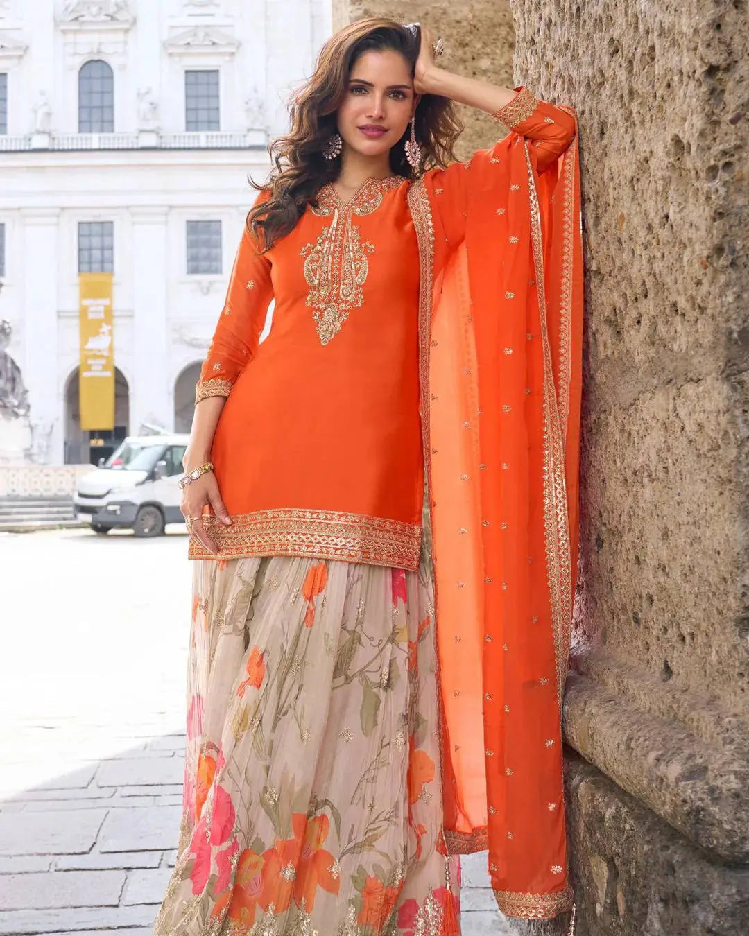 Designer Party Wear Sharara Suit