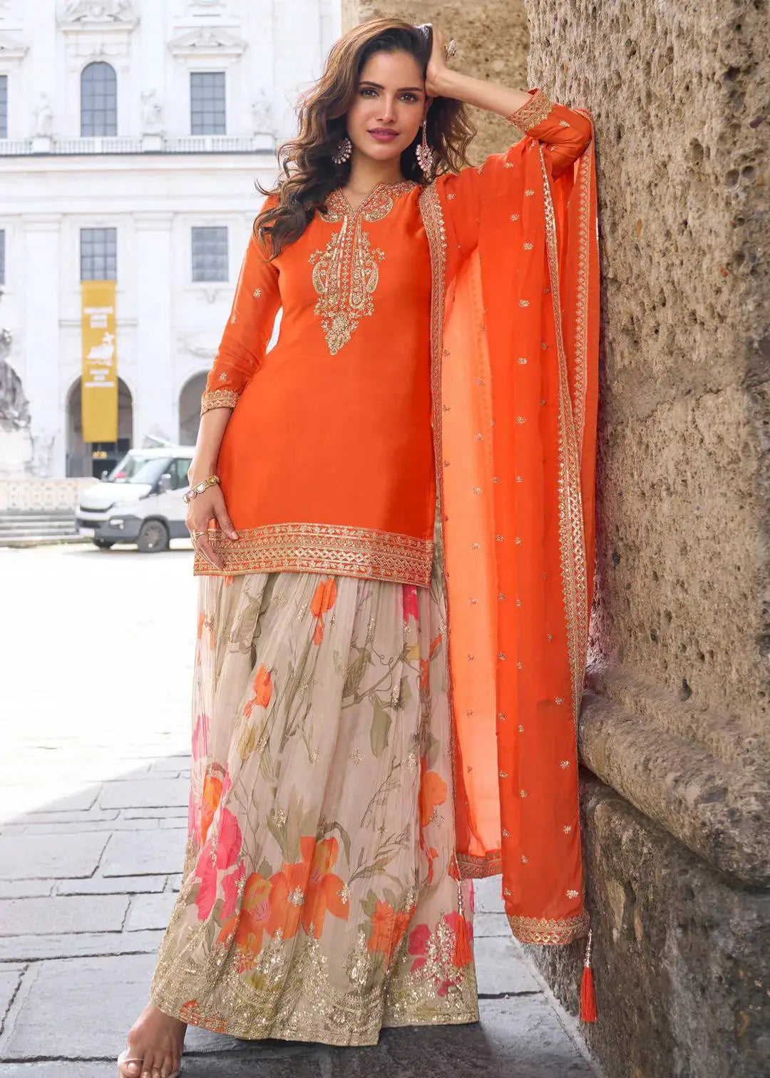 Designer Party Wear Sharara Suit