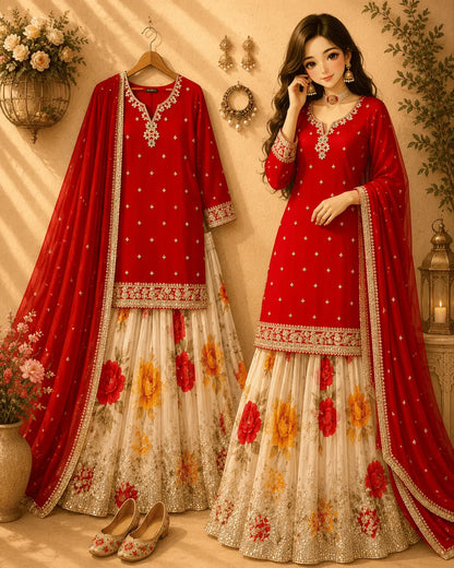 Designer Party Wear Sharara Suit