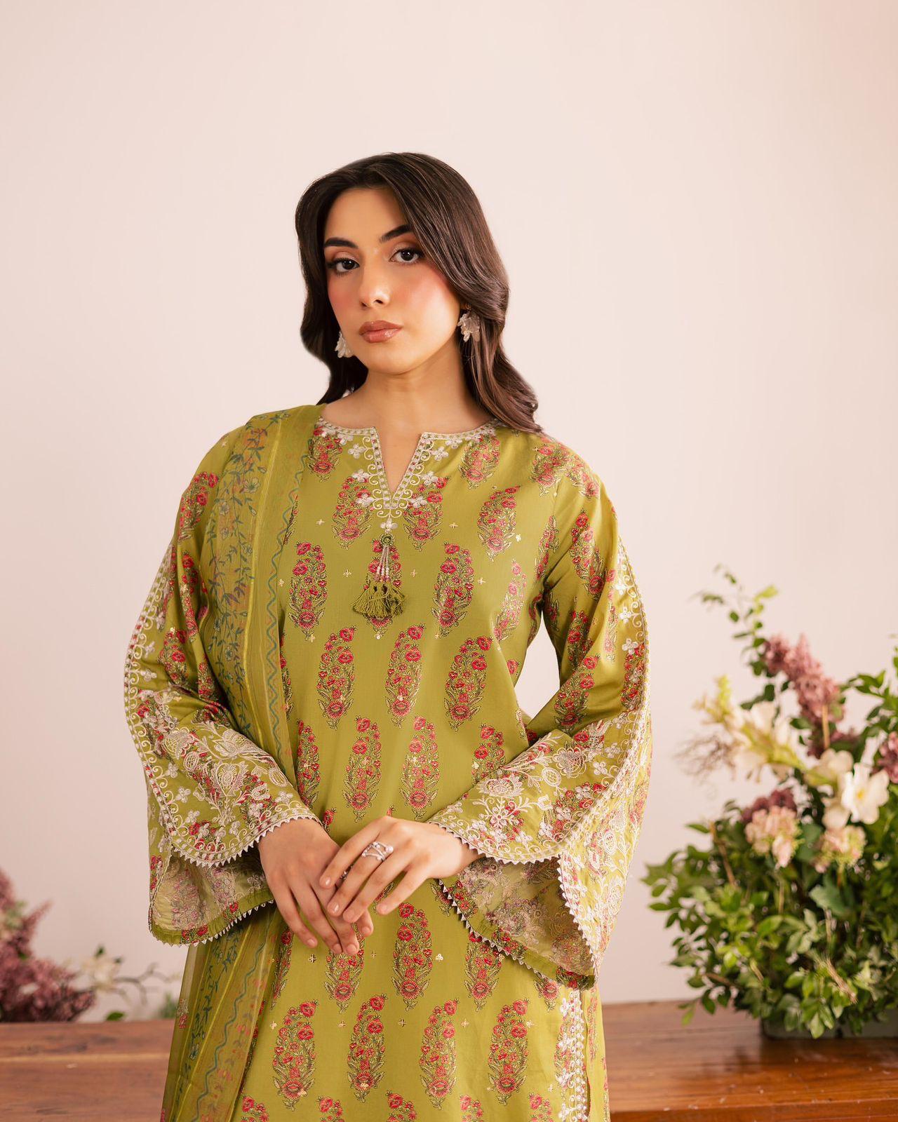 Designer Party Wear Top & Farsi Salwar with Dupatta