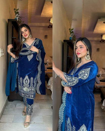 Designer Party Wear Velvet Suit for Women