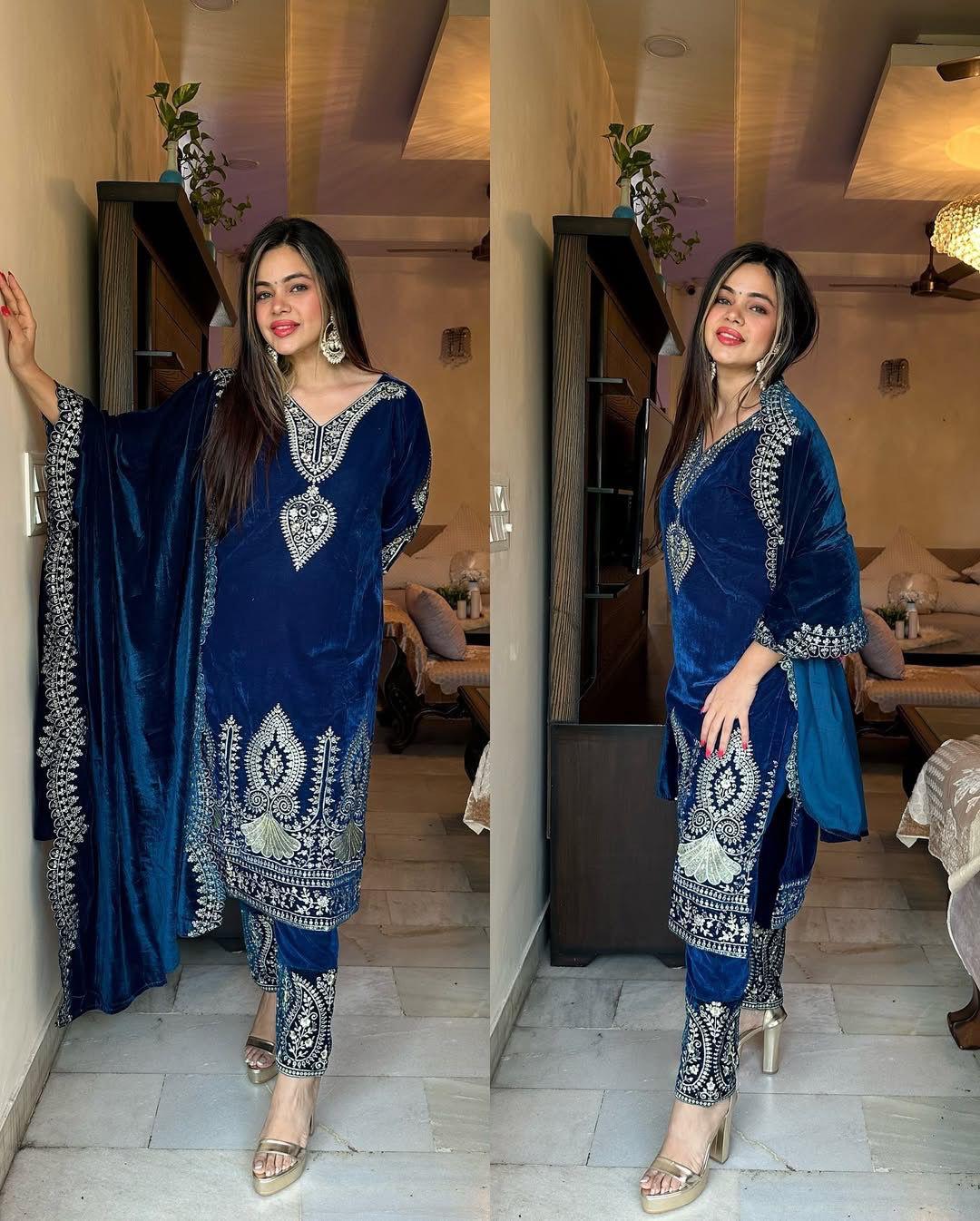 Designer Party Wear Velvet Suit for Women