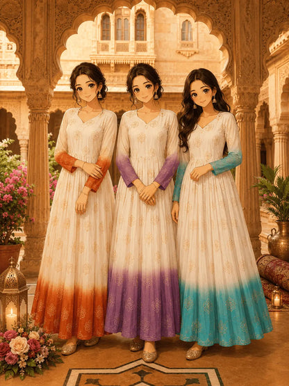 Designer Printed Anarkali Gown