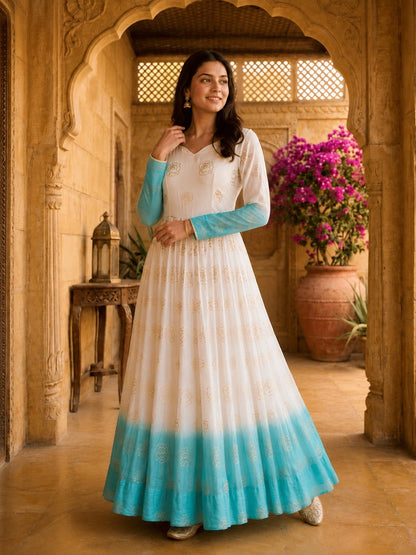 Designer Printed Anarkali Gown