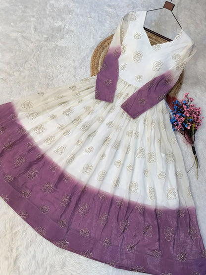 Designer Printed Anarkali Gown