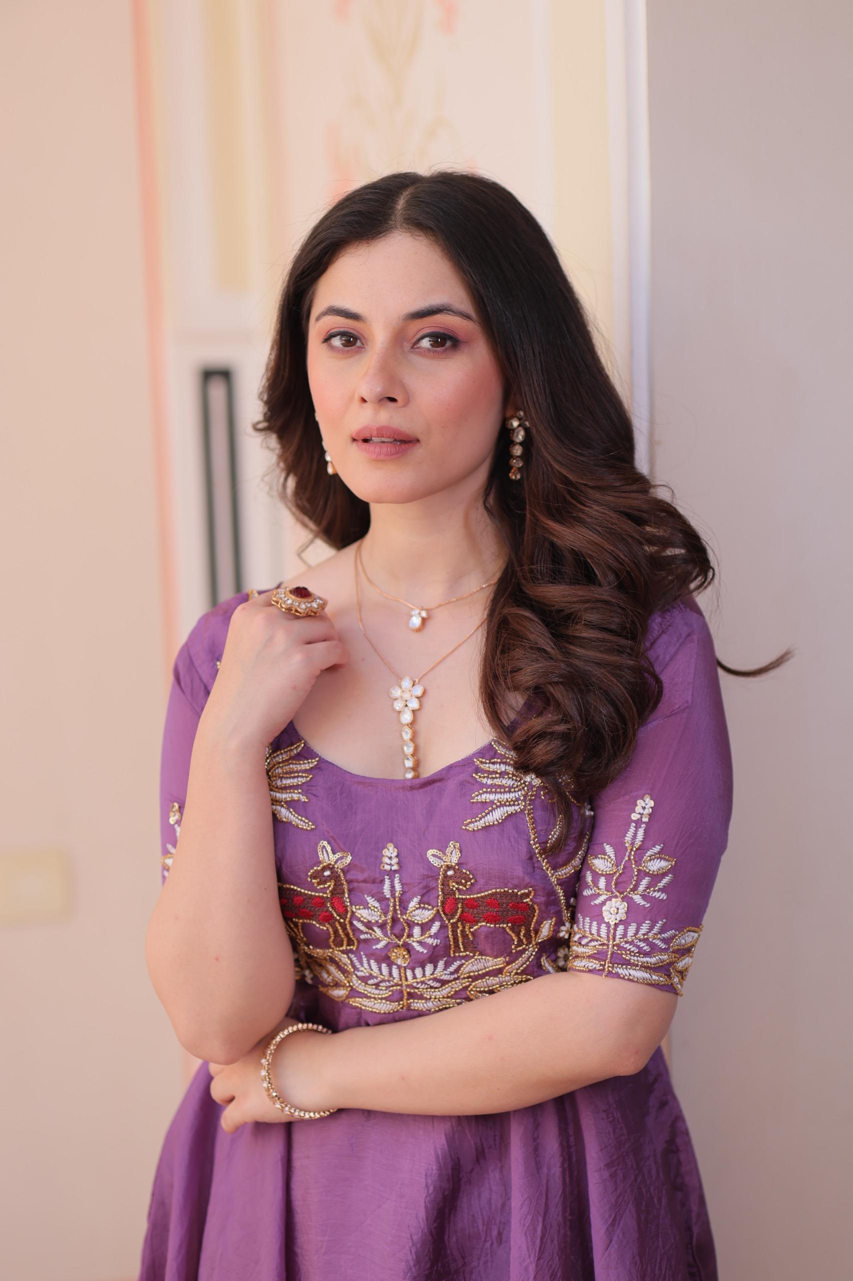 Designer Purple Embroidered Gown for Women