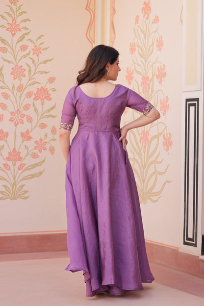 Designer Purple Embroidered Gown for Women