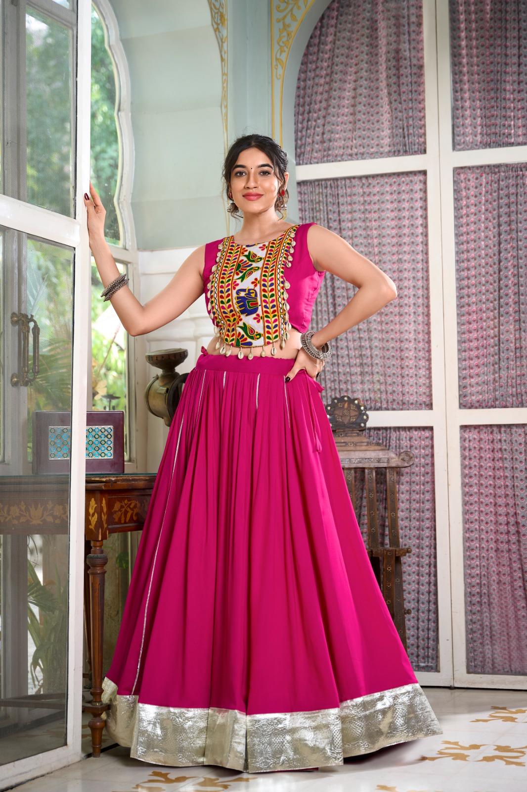 Designer Rayon Lehenga with Gamthi Work Blouse