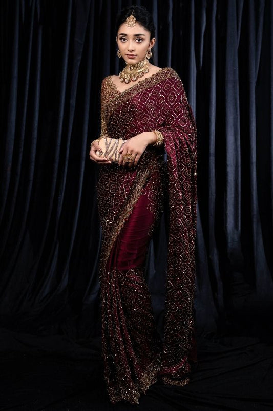 Designer Saree with Heavy Embellished Zari and Sequin Work