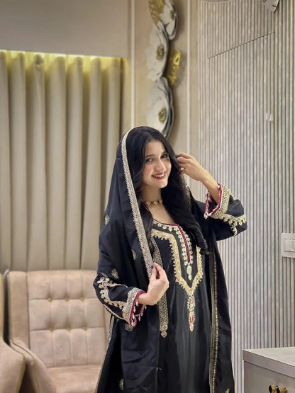Designer Silk Top Plazzo Set