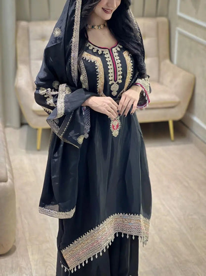 Designer Silk Top Plazzo Set