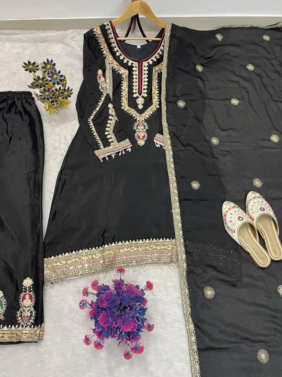 Designer Silk Top Plazzo Set