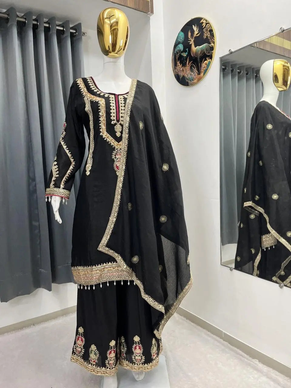 Designer Silk Top Plazzo Set