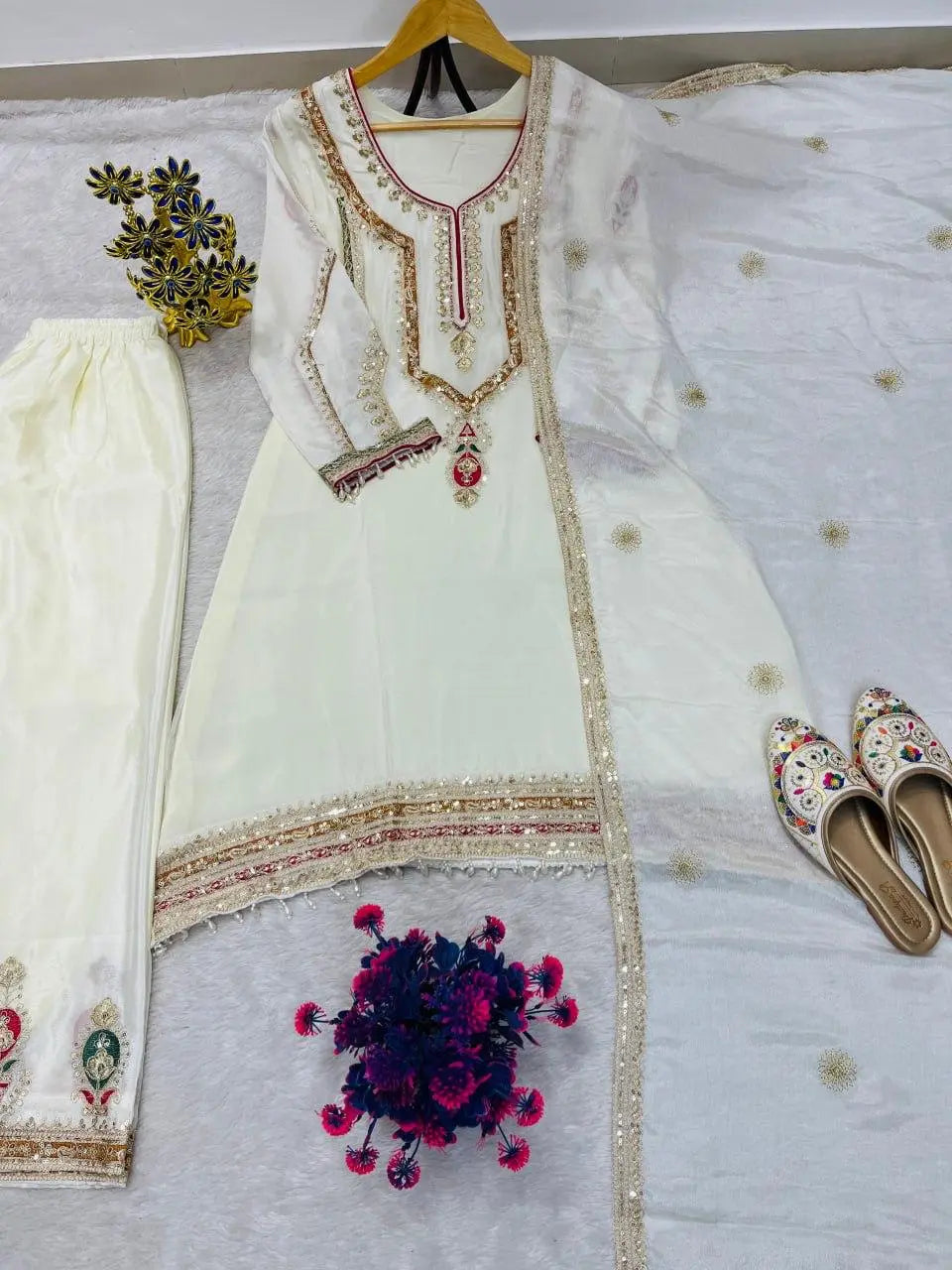 Designer Silk Top Plazzo Set