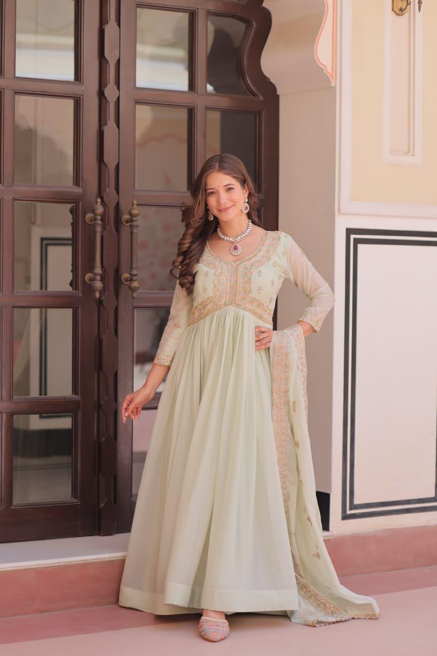 Designer Star Georgette Gown with Dupatta for Women