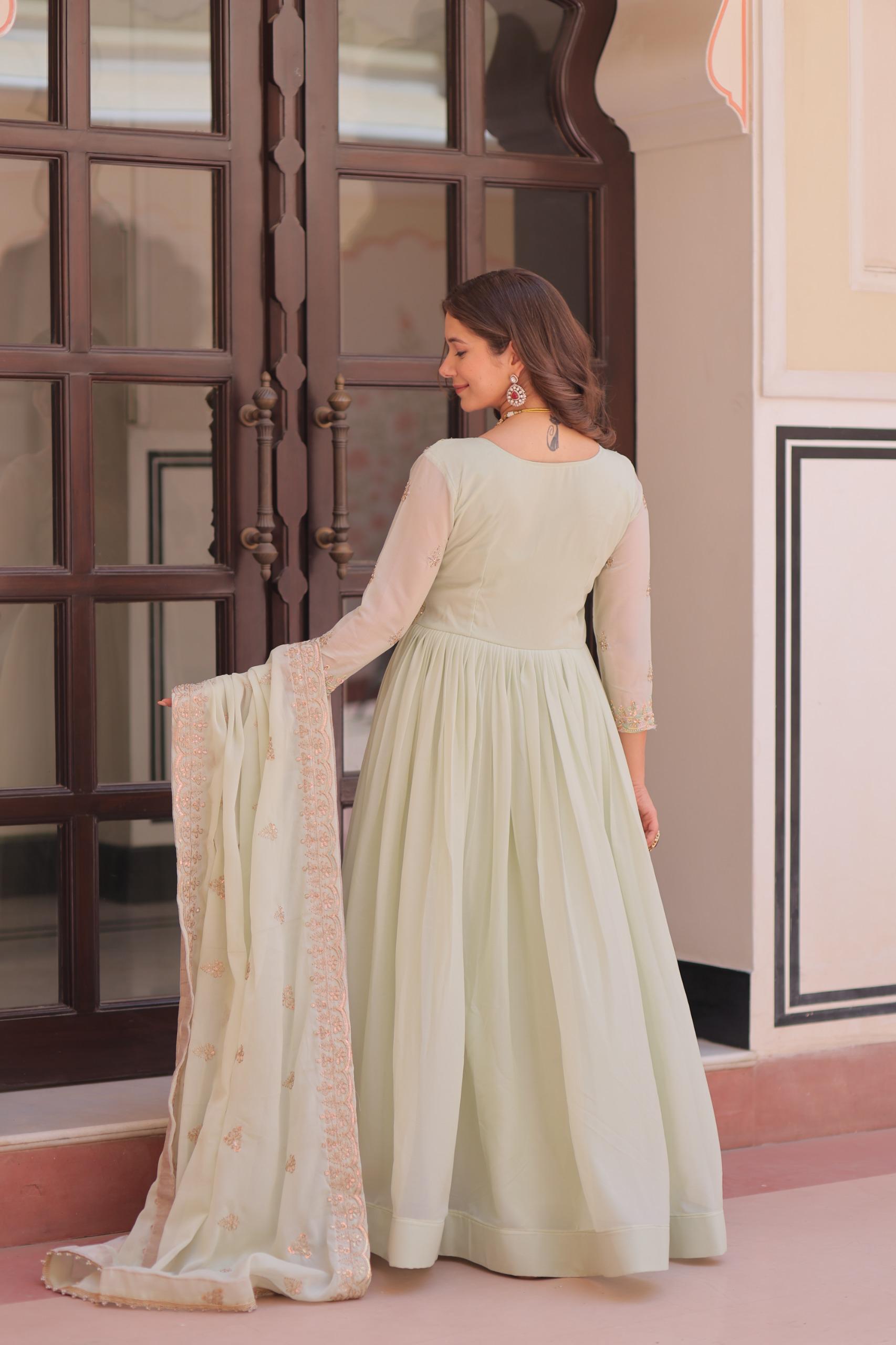 Designer Star Georgette Gown with Dupatta for Women