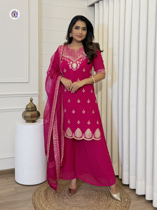 Designer Straight-Cut Suit with Heavy Embroidered Work