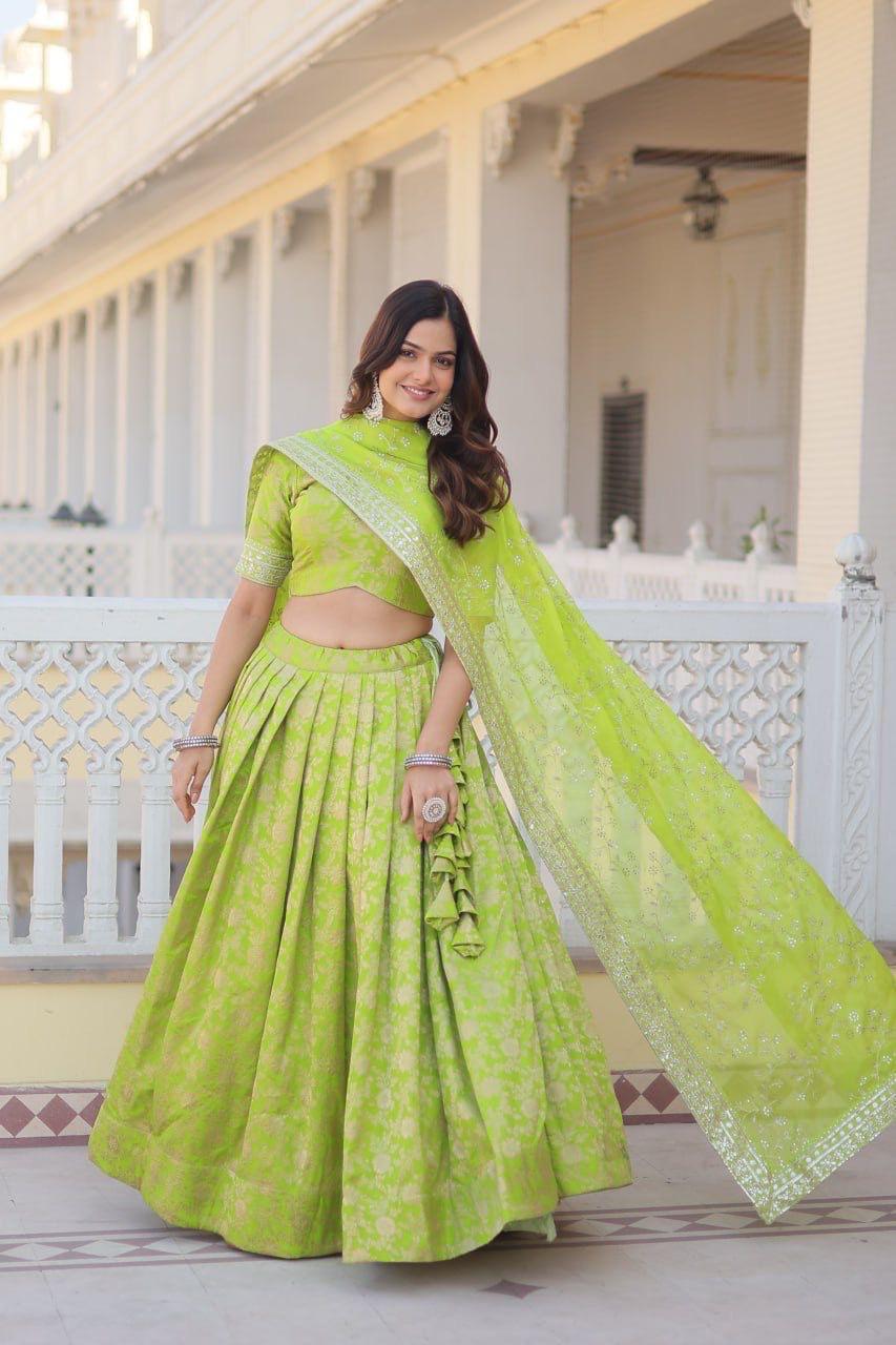 Designer Viscose Jacquard Lehenga Choli for Wedding