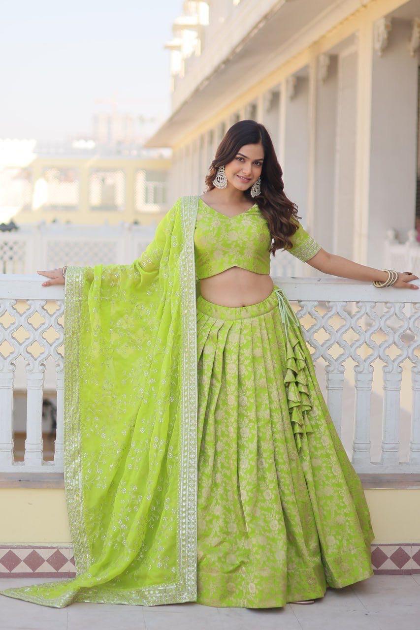 Designer Viscose Jacquard Lehenga Choli for Wedding