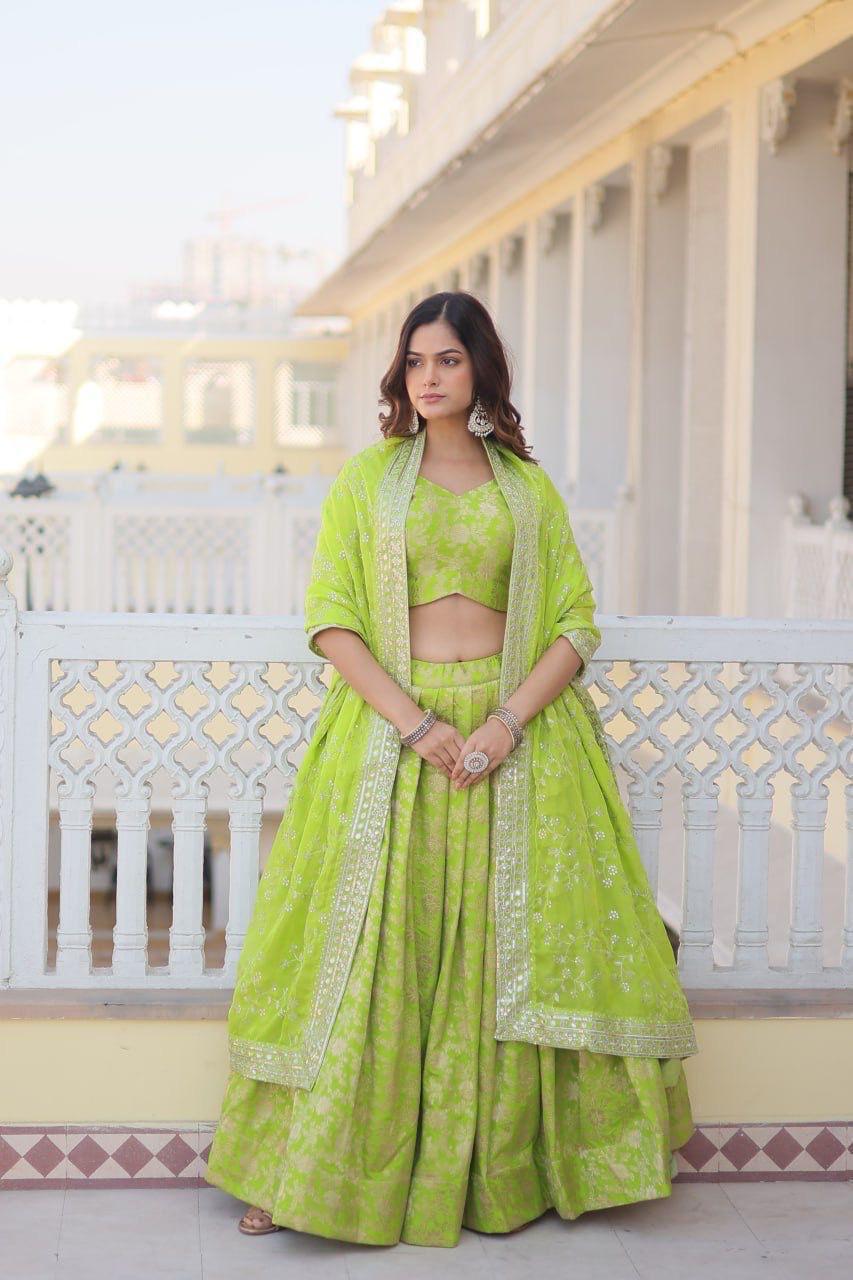 Designer Viscose Jacquard Lehenga Choli for Wedding