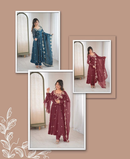 Designer Anarkali Three Piece Set for Women