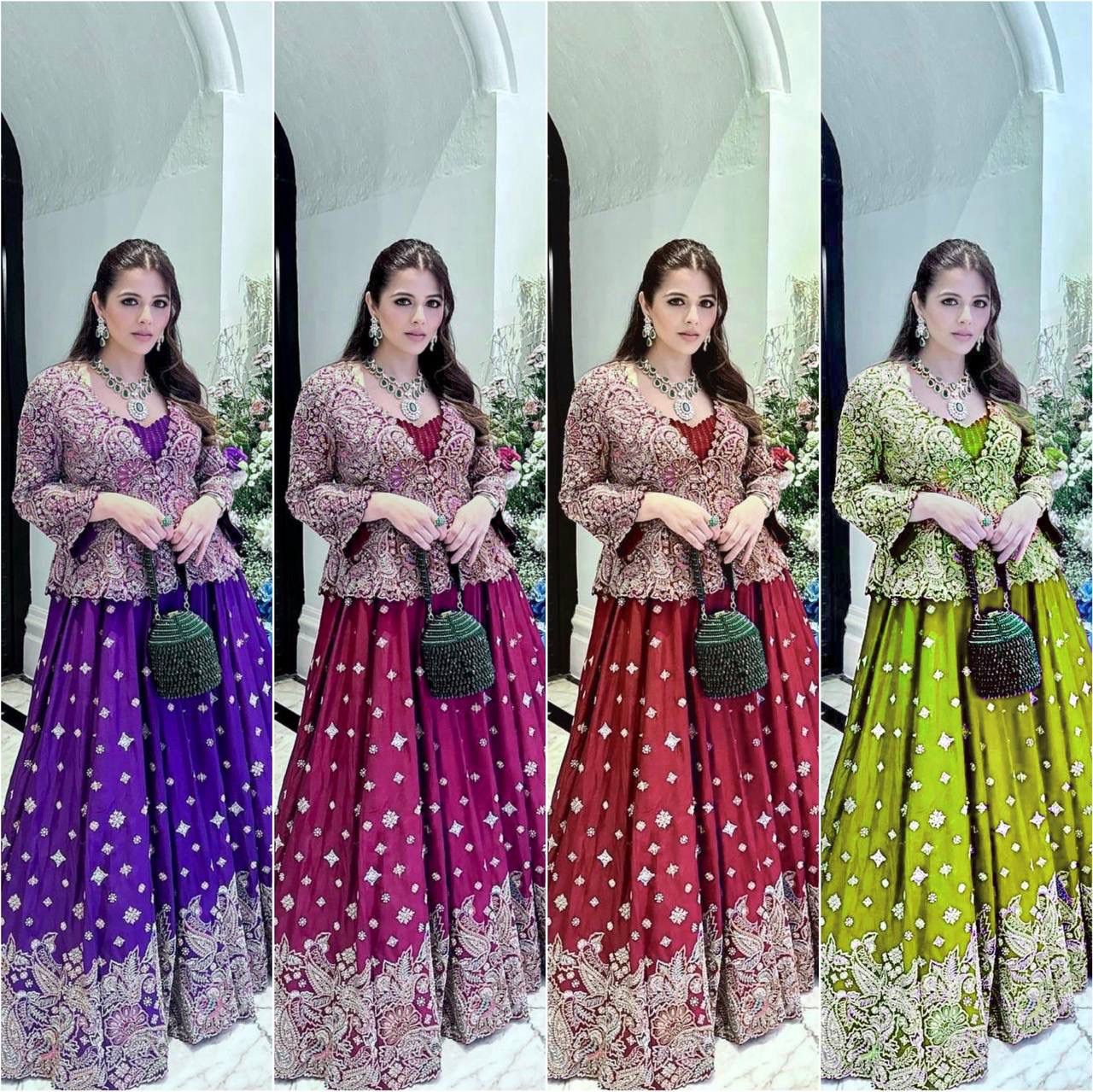 Designer Embroidered Gown with Koti for Festive Wear