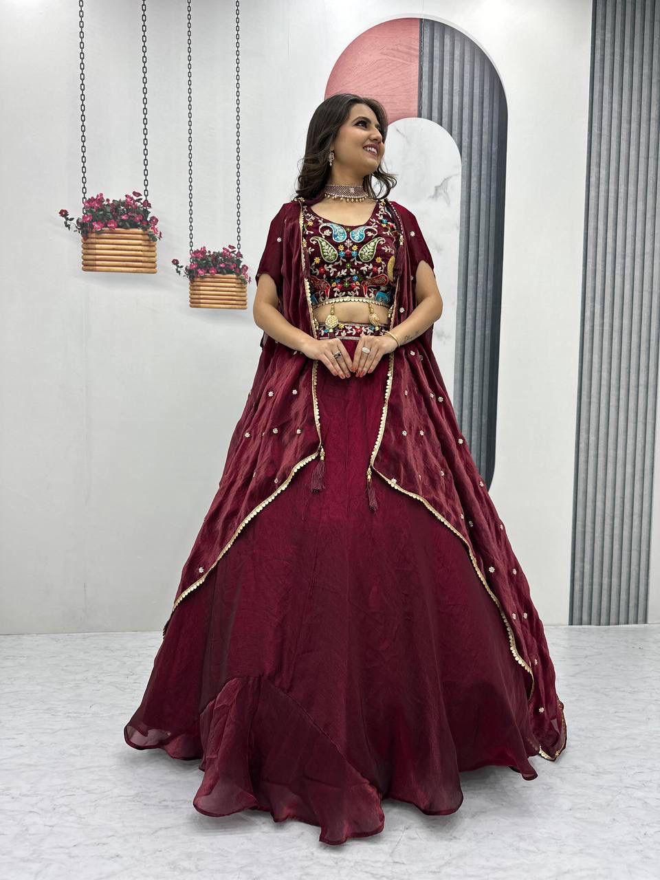 Designer Fendy Lehenga Choli with Embroidery and Shrug Dupatta
