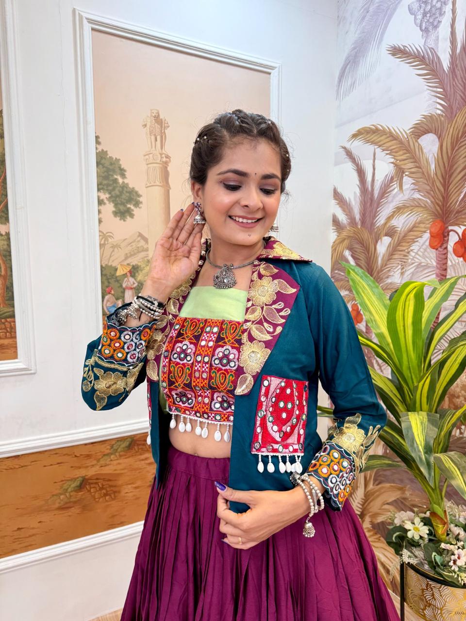 Designer Lehenga Choli with Embroidered Koti for Festive Wear